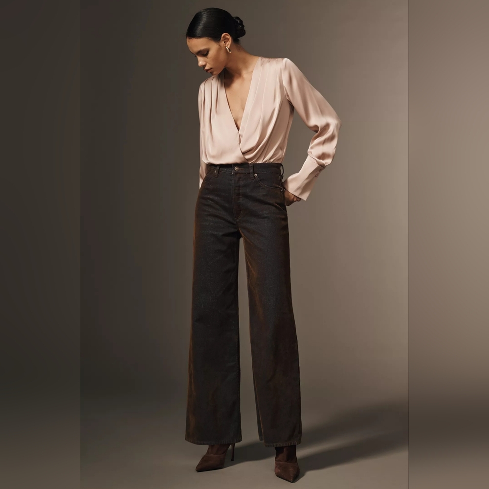 ROLLA'S Flocked Highrise Wide Leg Jeans